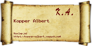 Kopper Albert névjegykártya